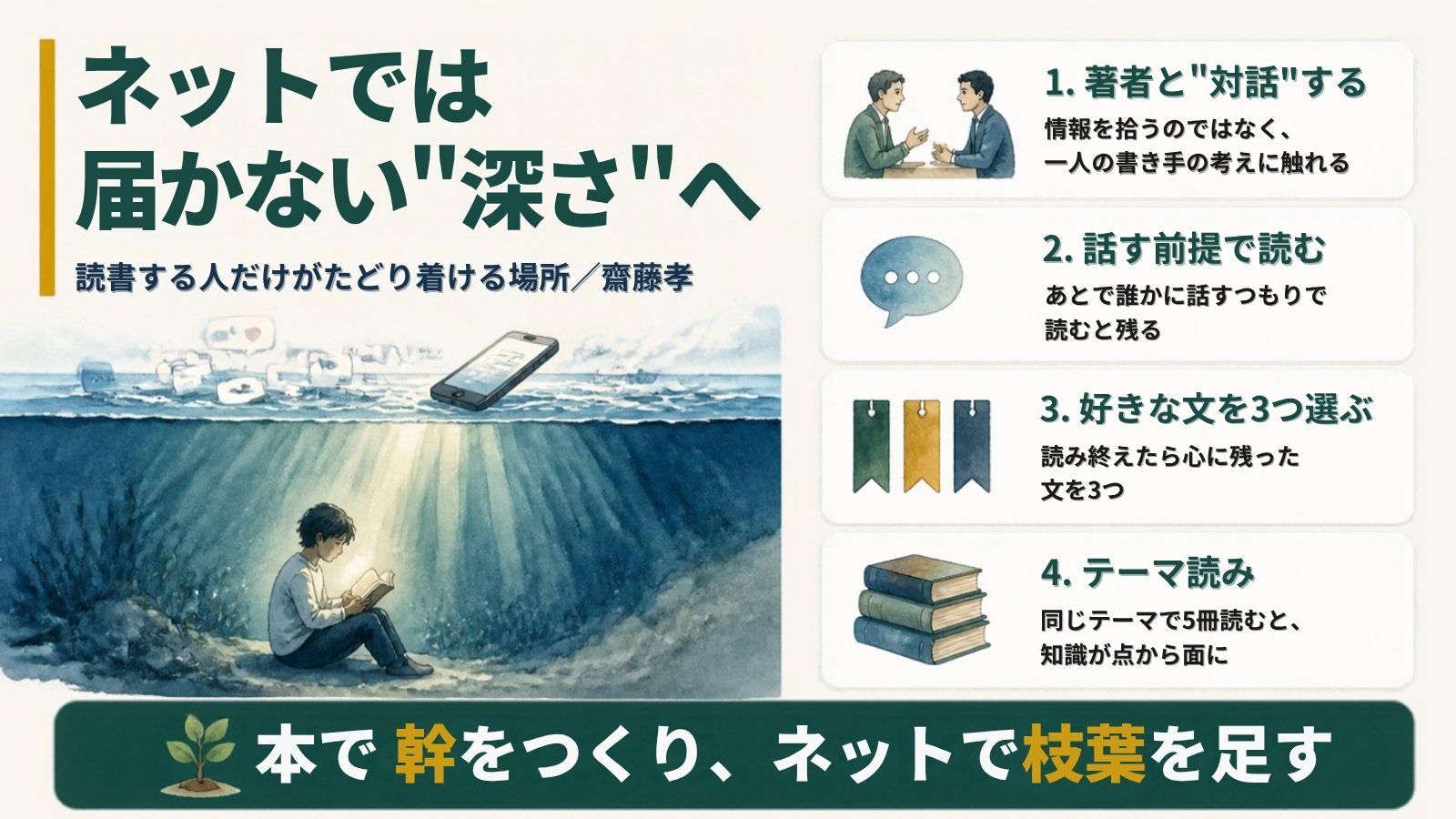 『読書する人だけがたどり着ける場所』要約図:ネットでは届かない深さへ