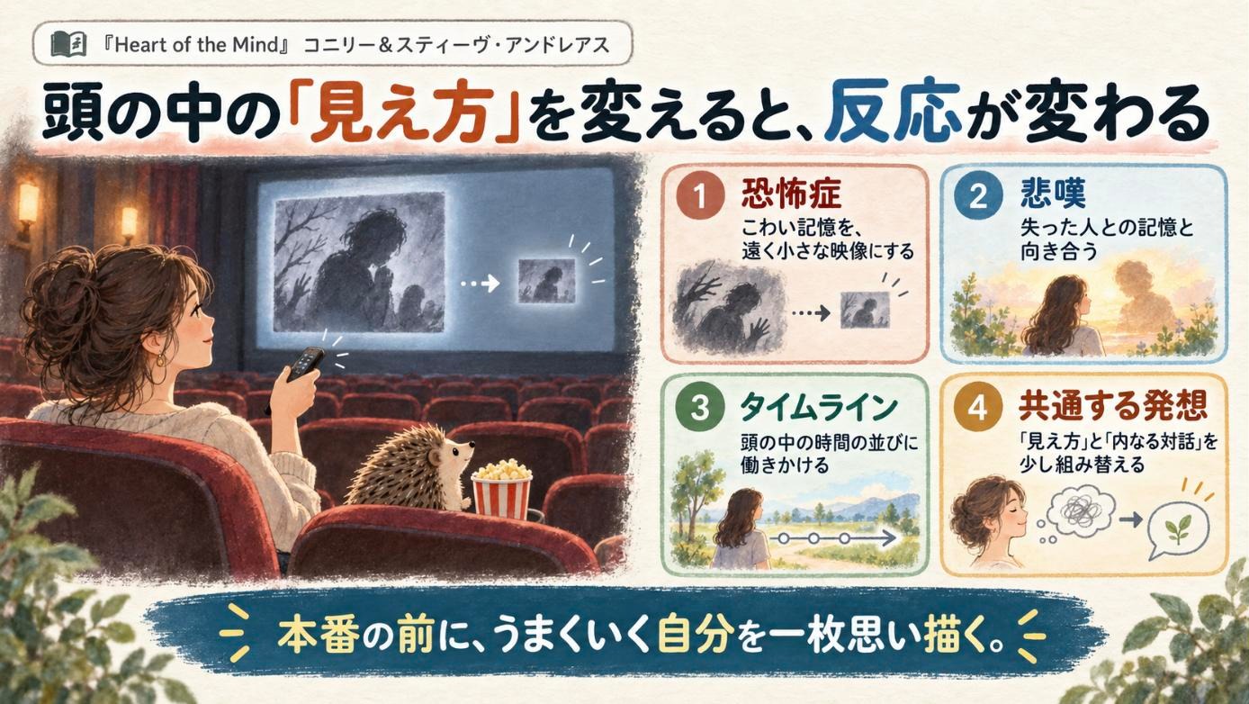『Heart of the Mind』要約図:頭の中の「見え方」を変えると、反応が変わる