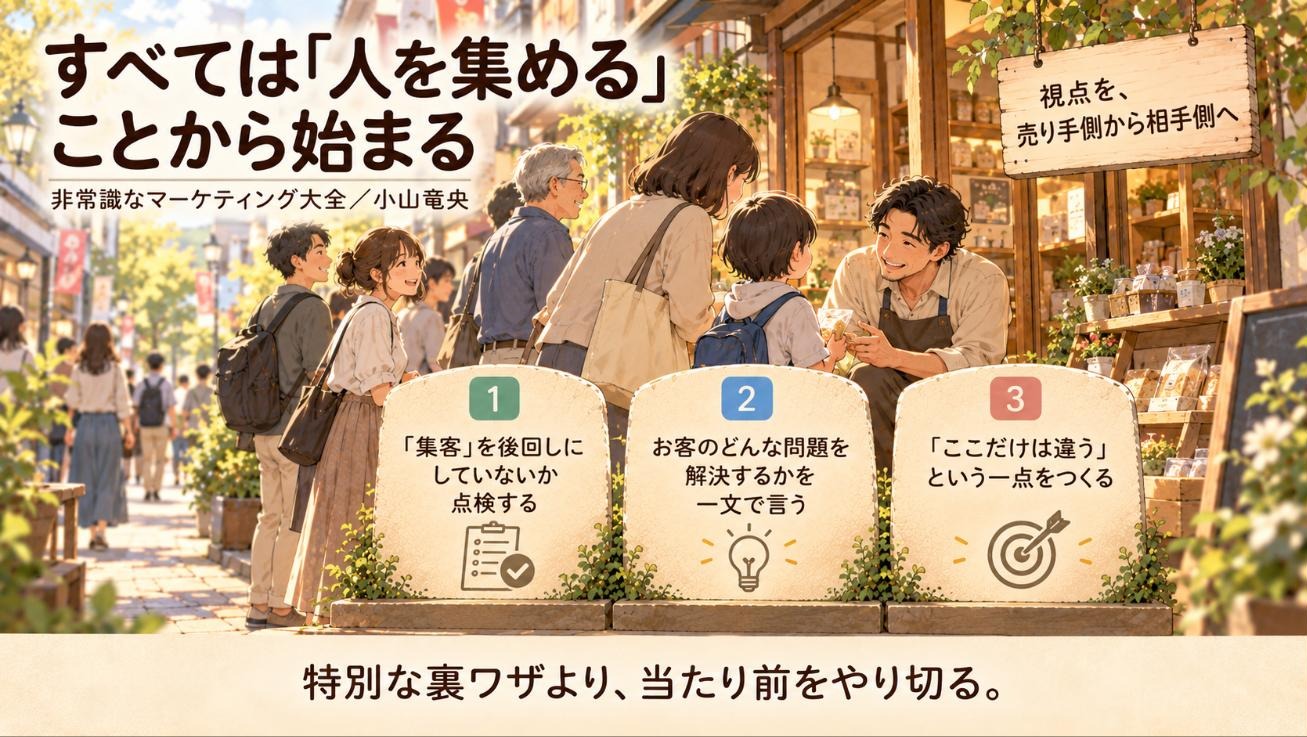 『非常識なマーケティング大全』要約図:すべては人を集めることから始まる