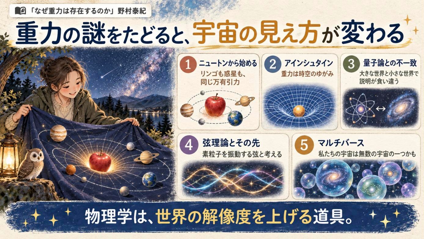 『なぜ重力は存在するのか』要約図：重力の謎をたどると、宇宙の見え方が変わる