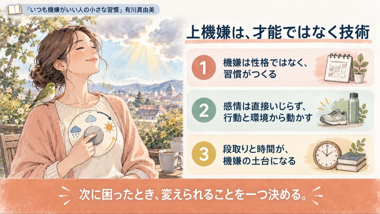『いつも機嫌がいい人の小さな習慣』要約図:上機嫌は、才能ではなく技術