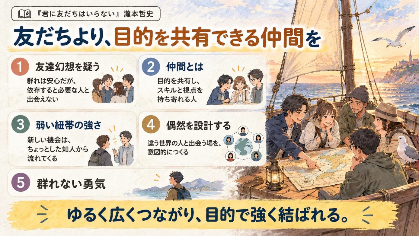 『君に友だちはいらない』要約図：友だちより、目的を共有できる仲間を