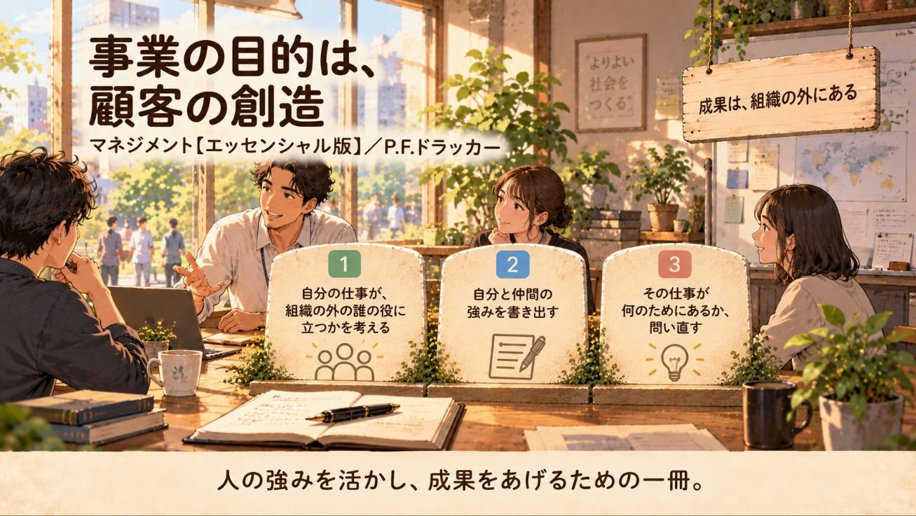 『マネジメント【エッセンシャル版】』要約図：事業の目的は、顧客の創造