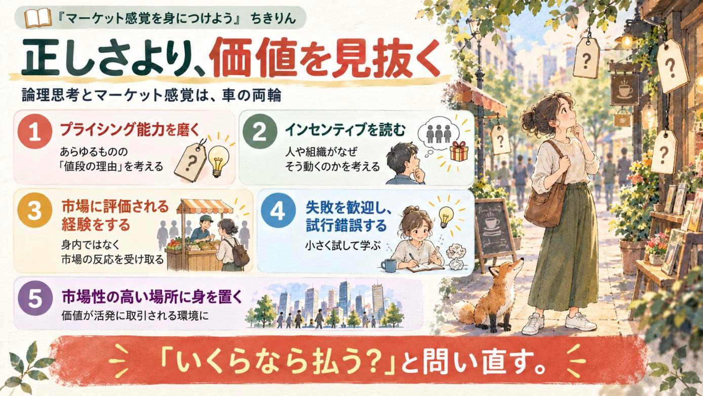 『マーケット感覚を身につけよう』要約図:正しさより、価値を見抜く