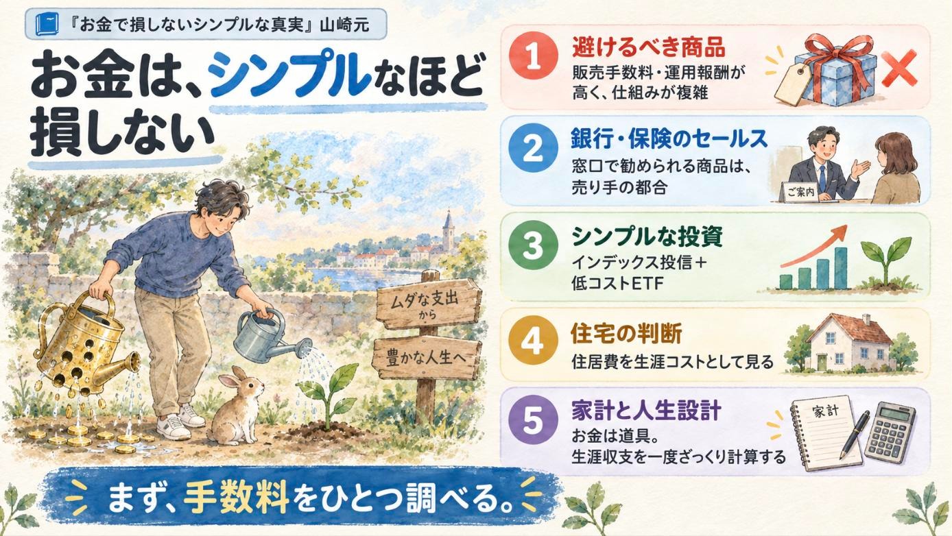 『お金で損しないシンプルな真実』要約図：お金は、シンプルなほど損しない