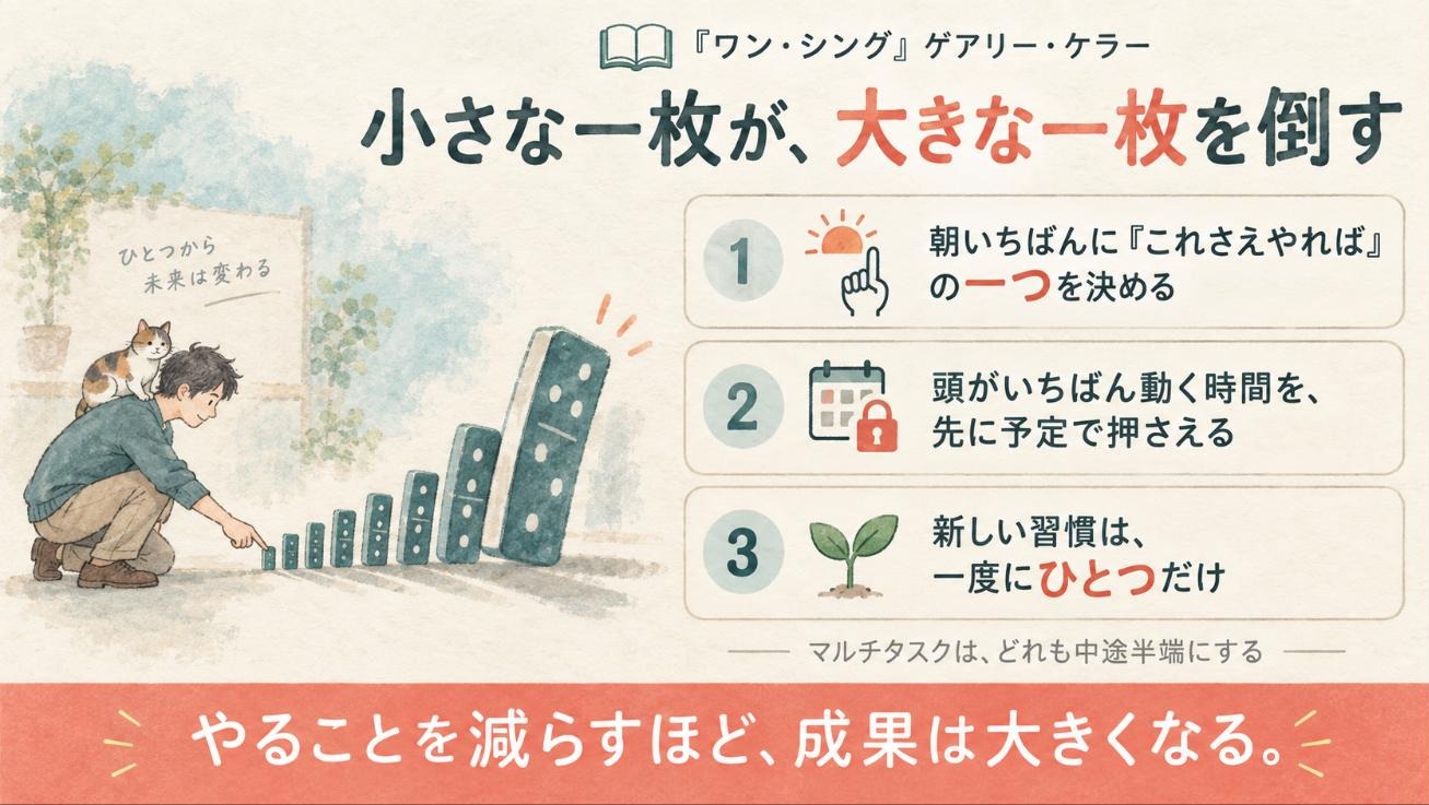 『ワン・シング』要約図:小さな一枚が、大きな一枚を倒す