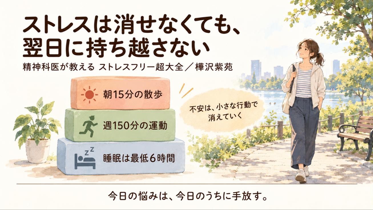 『ストレスフリー超大全』要約図:ストレスは消せなくても、翌日に持ち越さない